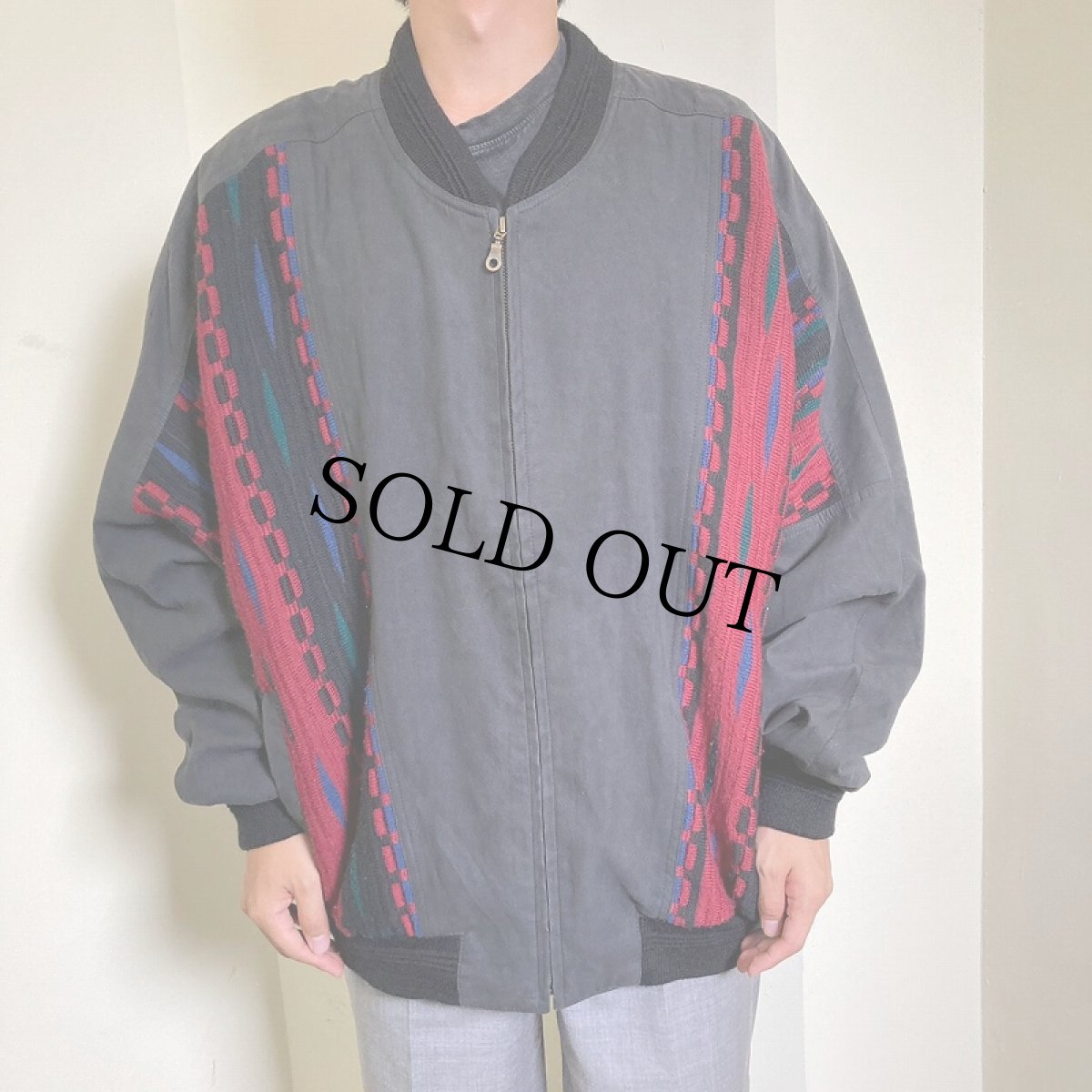 画像2: 90's SUPREMO JUPITER ニット切り替えブルゾン (2)