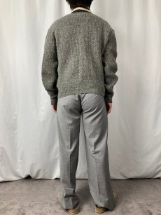 画像3: 60's Bulky Knit ラインデザイン ウールニットジップカーディガン  (3)