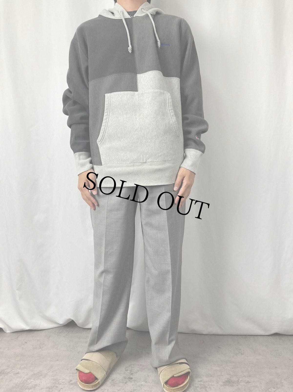 画像2: Champion REVERSE WEAVE "LIFE SWEAT" パネル切り替えスウェットフーディ M (2)