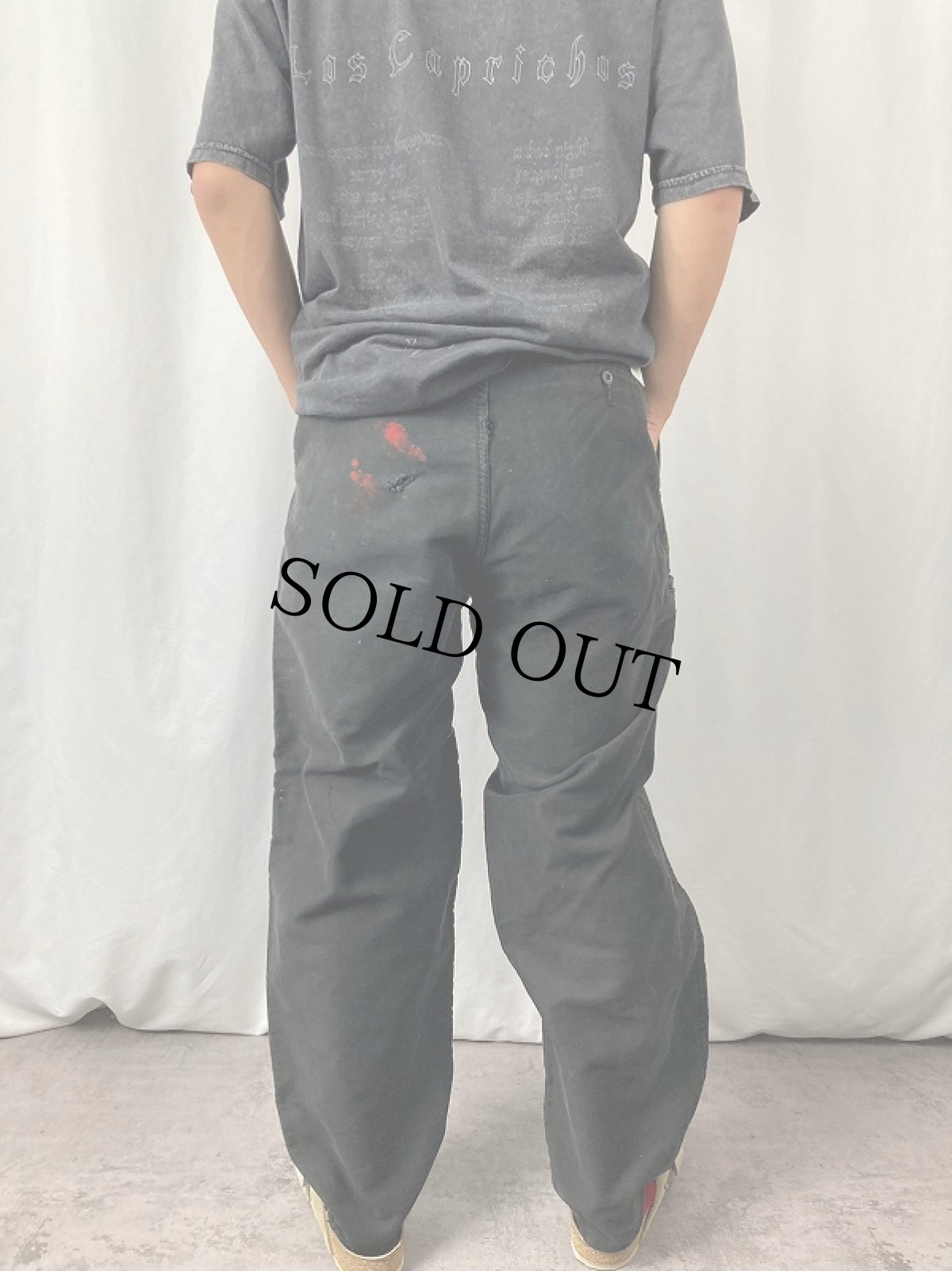 画像3: 90's ADOLPHE LAFONT ブラックモールスキン ワークパンツ M (3)