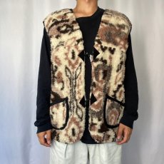 画像2: 【SALE】  総柄 ボアベスト 3XL (2)