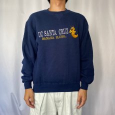 画像2: 90's UC SANTA CRUZ USA製 "BANANA SLUGS" キャラクター刺繍スウェット NAVY M (2)