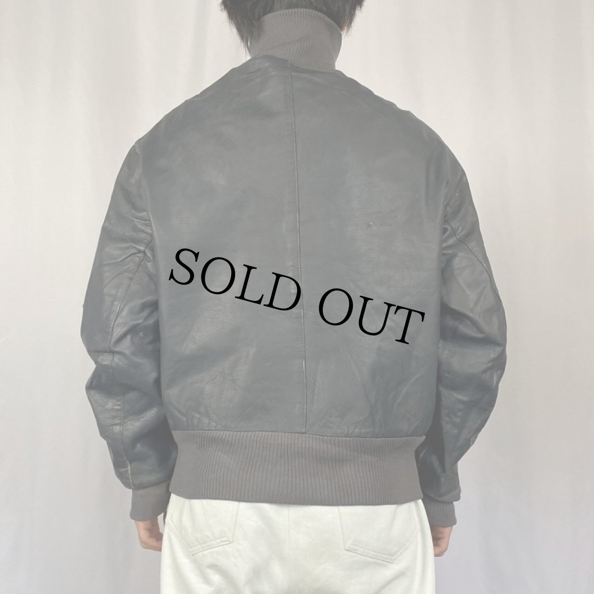 画像3: 民間品 ドイツ軍 フライトレザージャケット DARK GRAY SIZE51 (3)