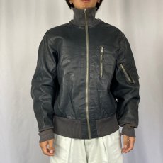 画像2: 民間品 ドイツ軍 フライトレザージャケット DARK GRAY SIZE51 (2)