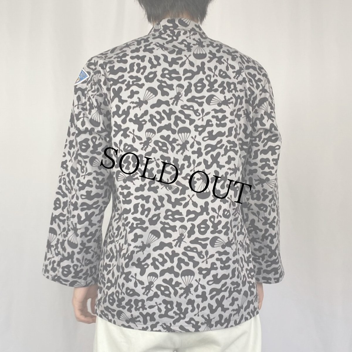 画像3: 70's 韓国 学生軍事訓練用 バクテリア迷彩 HBTシャツ "GRAY×BLACK" (3)