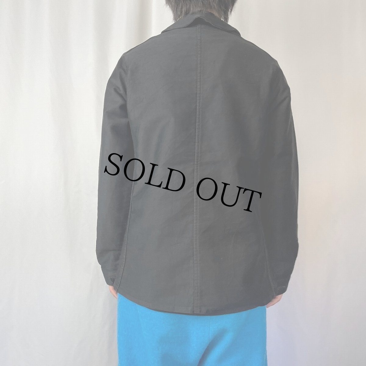 画像3: 40〜50's MONT KEMMEL ブラックモールスキン ワークジャケット (3)