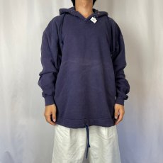 画像2: 90's RUSSEL ATHELETIC USA製 ボタンアップスウェットフーディー NAVY XL (2)