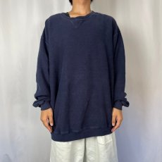 画像2: 90's LANDS'END USA製 前V 鹿の子スウェット NAVY XL (2)