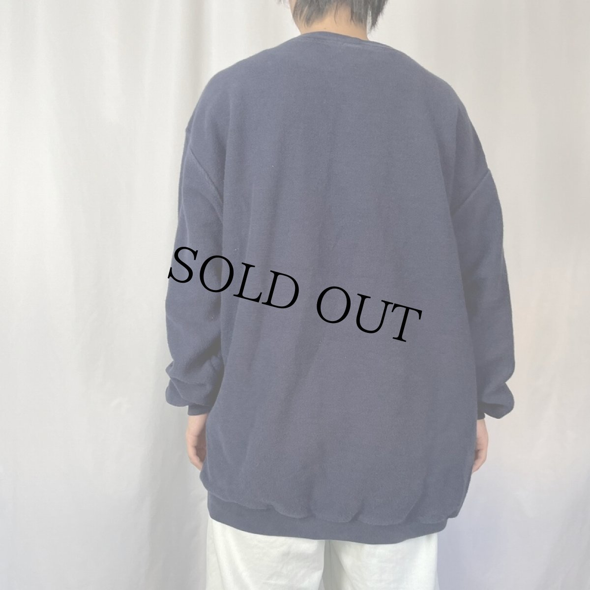 画像3: 90's LANDS'END USA製 前V 鹿の子スウェット NAVY XL (3)