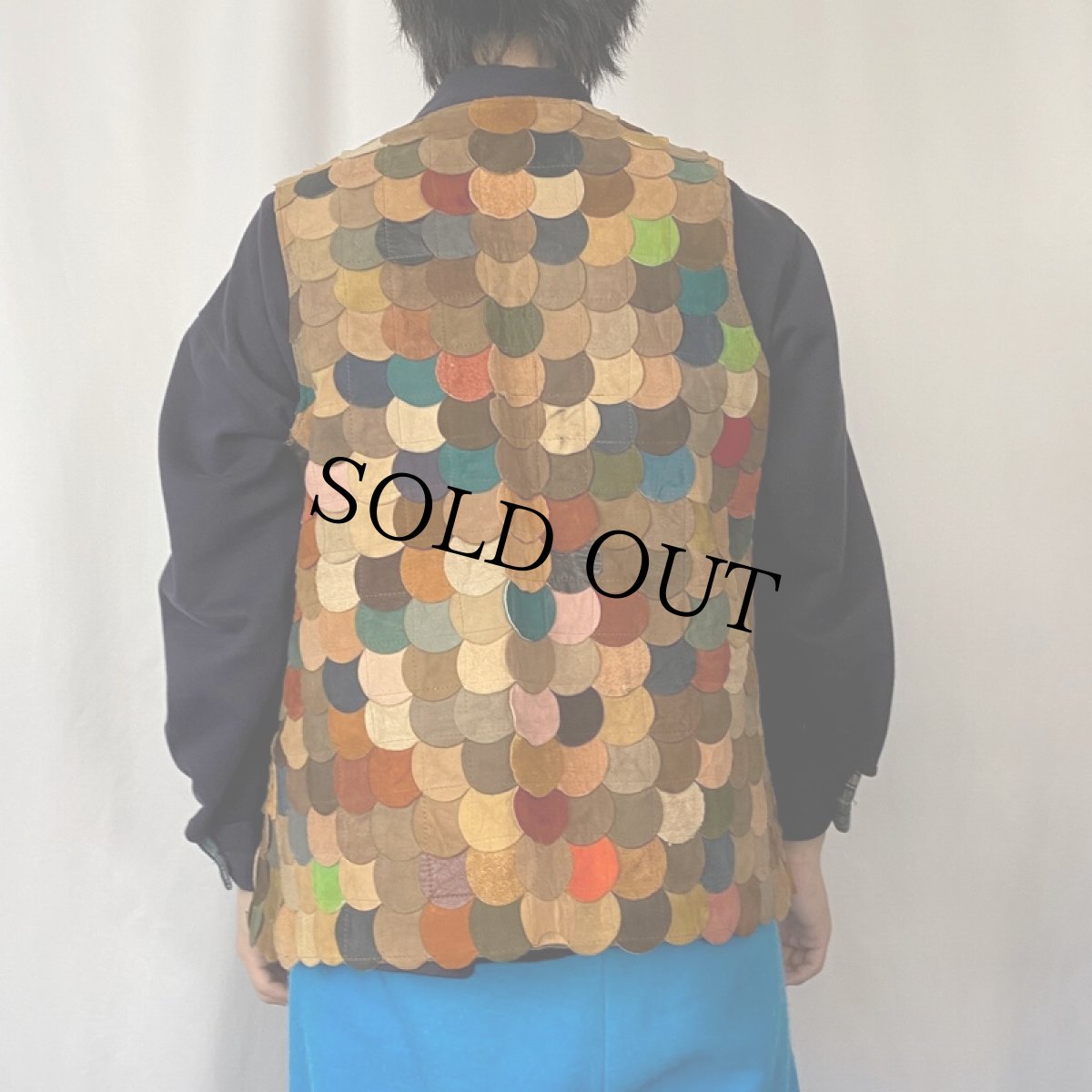 画像3: 70's パッチワークレザーベスト L (3)