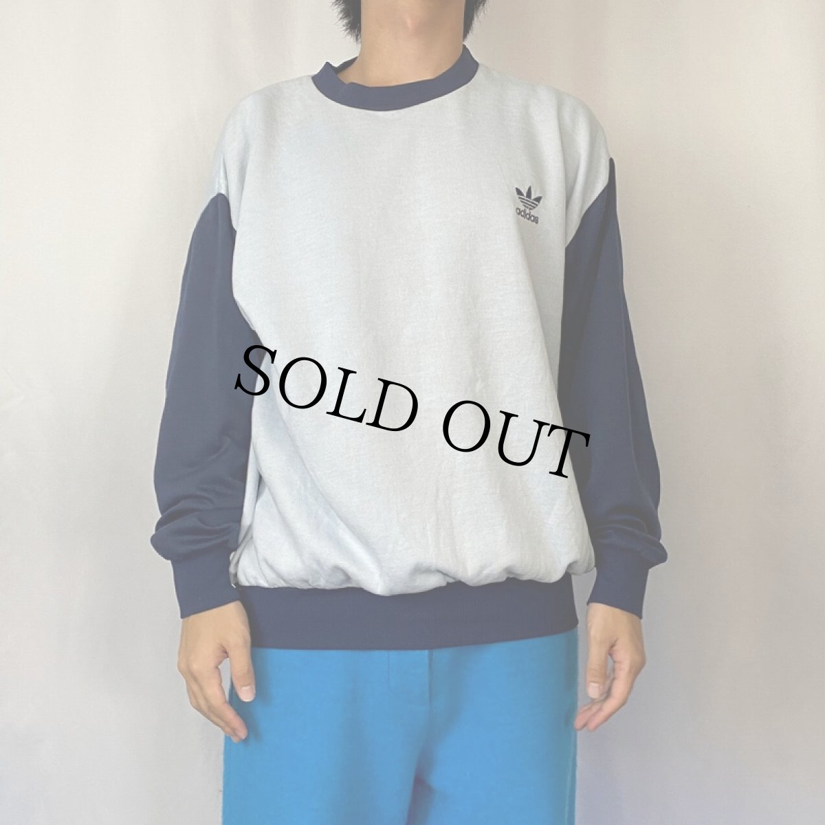 画像2: 80〜90's adidas ロゴ刺繍 切り替えデザインスウェット XXL (2)