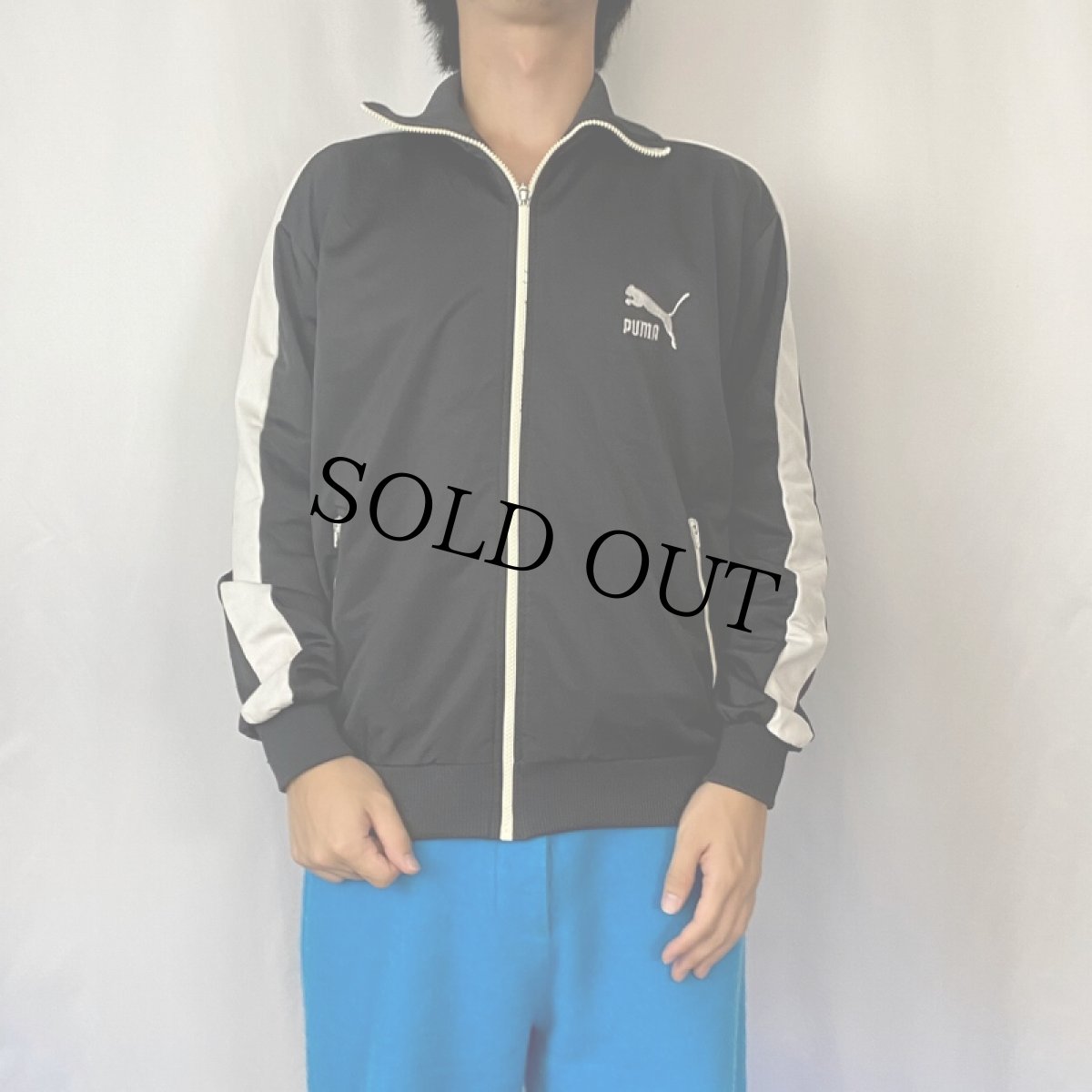 画像2: 80〜90's PUMA ロゴ刺繍 サイドライン トラックジャケット BLACK L (2)