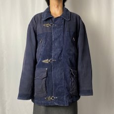 画像2: TRAIN ダック×コーデュロイ 中綿入りファイヤーマンジャケット NAVY M (2)