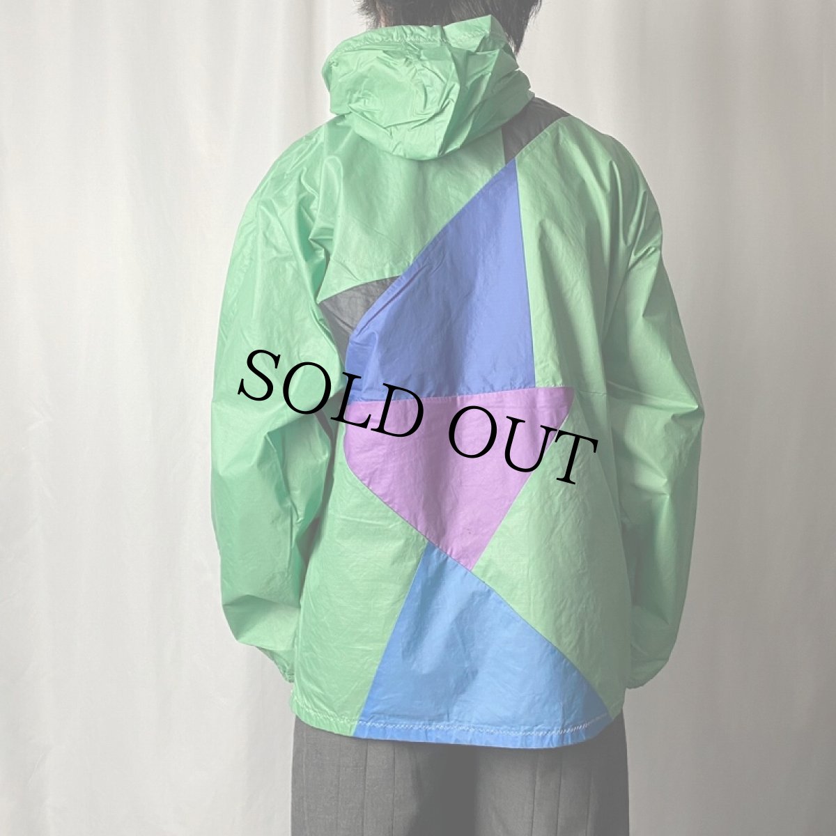 画像3: 斜めジップ 切り替えデザインナイロンアノラックパーカー (3)