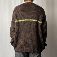 画像3: ラインデザイン ワイド ショートレングス ウールニットセーター BROWN (3)