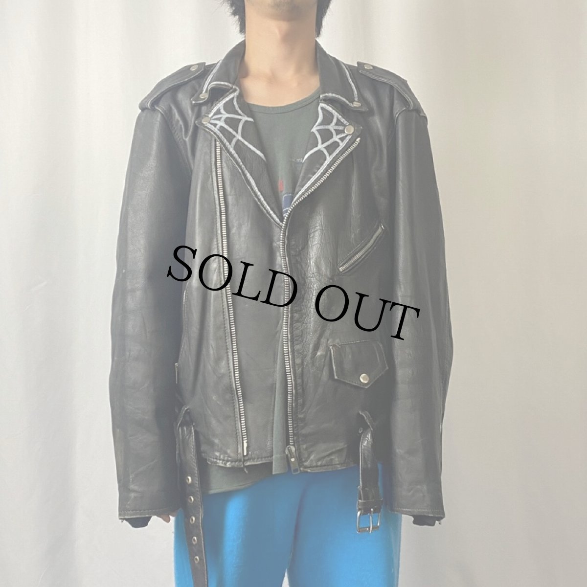 画像3: ELITE LEATHERS ハンドペイント ダブルライダースジャケット XXL (3)