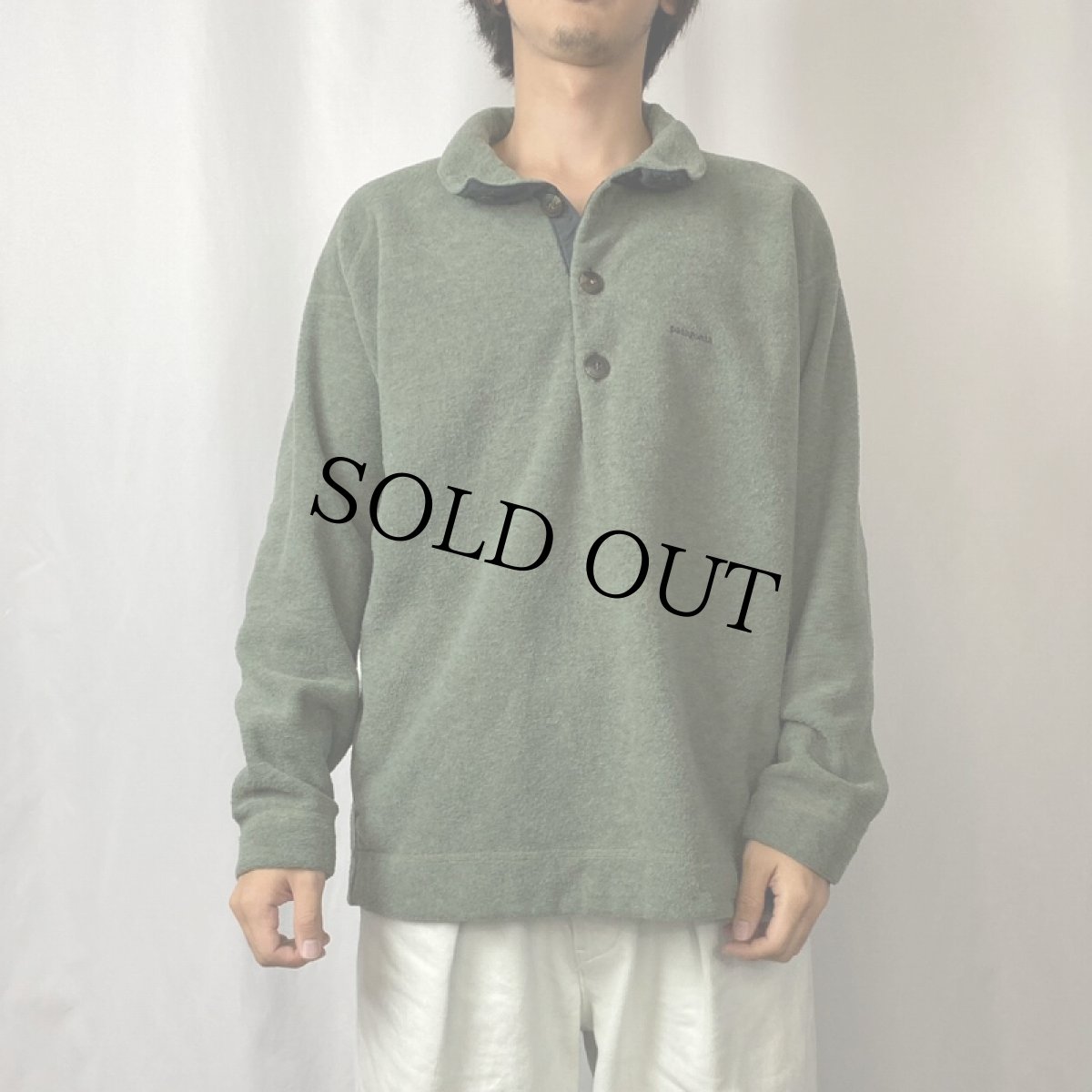 画像2: 90's Patagonia ロゴ刺繍 プルオーバーフリースジャケット L (2)