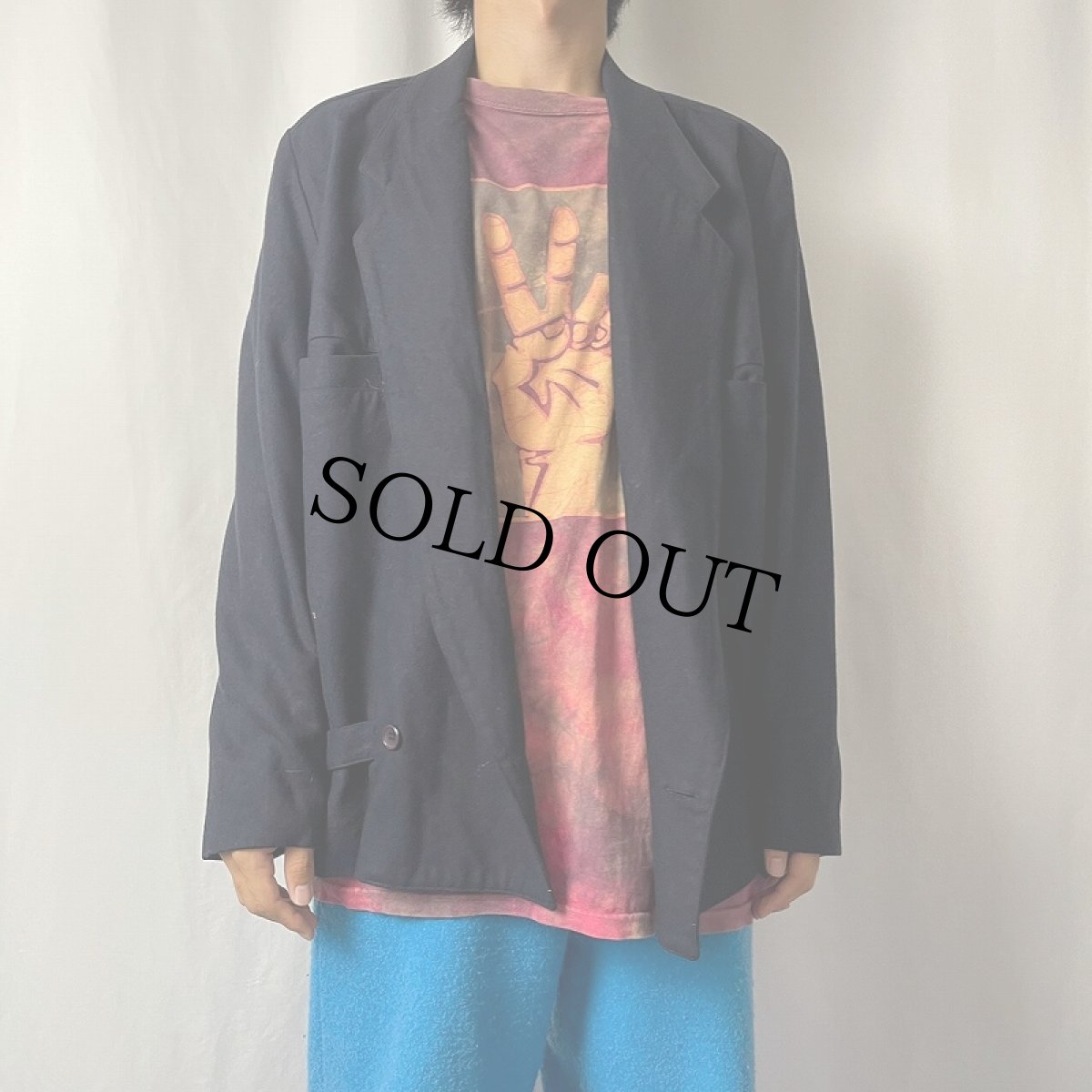 画像2: 80's Willi Wear Willi Smith デザイン ウールテーラードジャケット NAVY S (2)