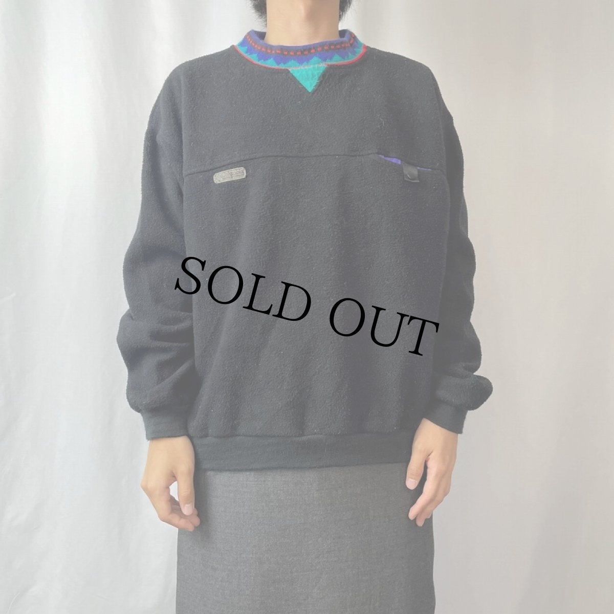 画像2: 90's Columbia USA製 フリースプルオーバージャケット BLACK L (2)