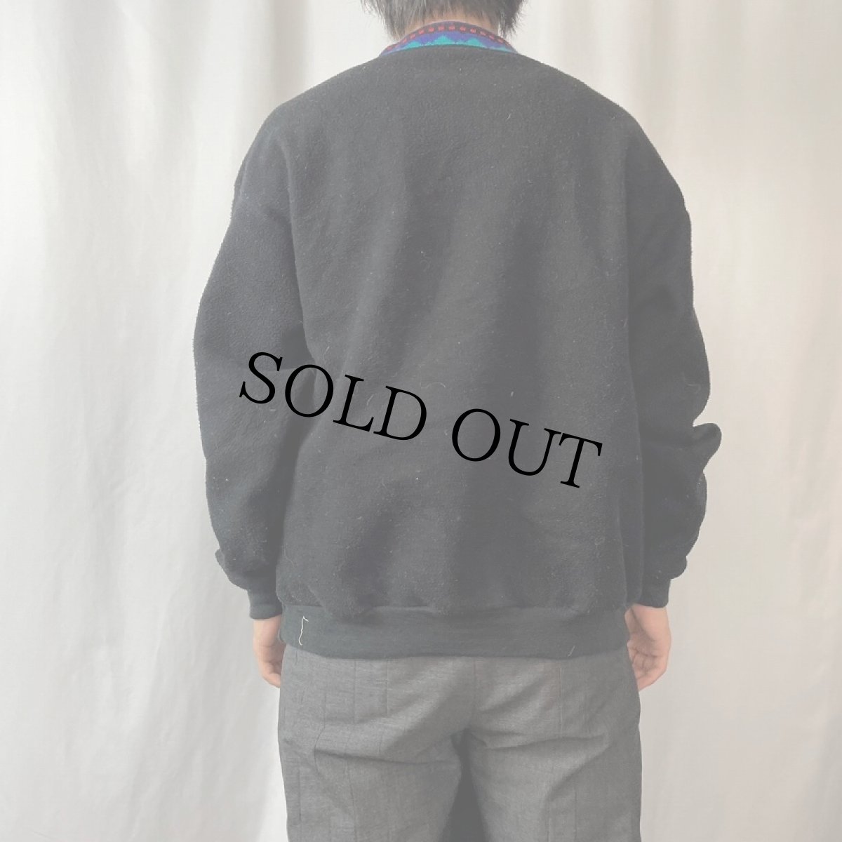 画像3: 90's Columbia USA製 フリースプルオーバージャケット BLACK L (3)