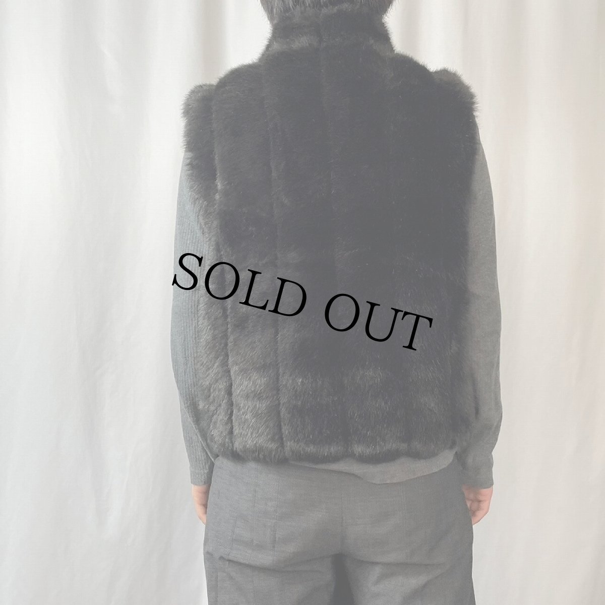 画像4: COACO リバーシブル フェイクファーベスト BLACK L (4)