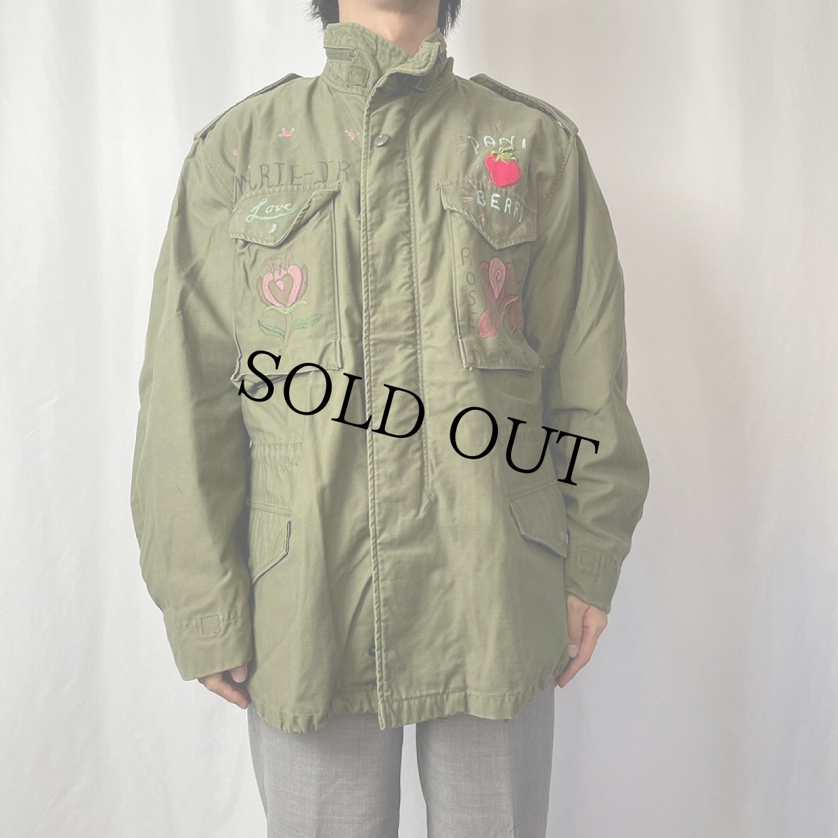 画像3: 70's U.S.MILITARY M-65 "BUBBLE GUM" ハンドペイント×刺繍 フィールドジャケット 3rd (3)