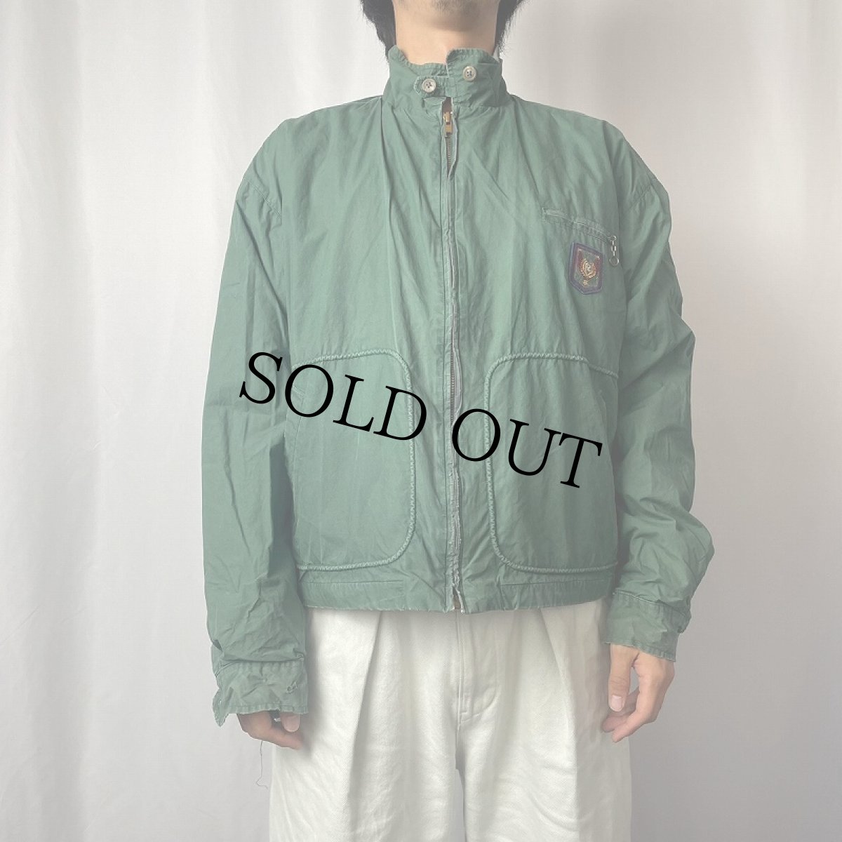 画像2: 80's POLO Ralph Lauren "UNI CREST PATCH" コットンスイングトップ L (2)