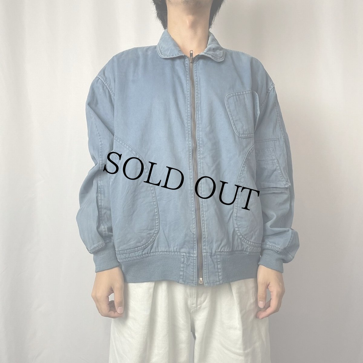 画像2: 70〜80's IZOD LACOSTE 斜めポケット コットンスイングトップ L (2)