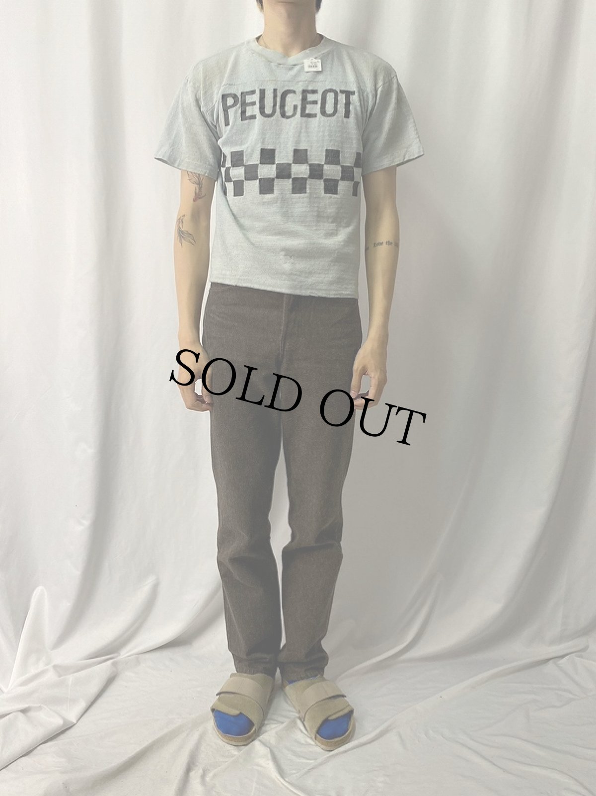 画像3: 70's PEUGEOT 自動車メーカー メッシュ ワイドチェストTシャツ (3)