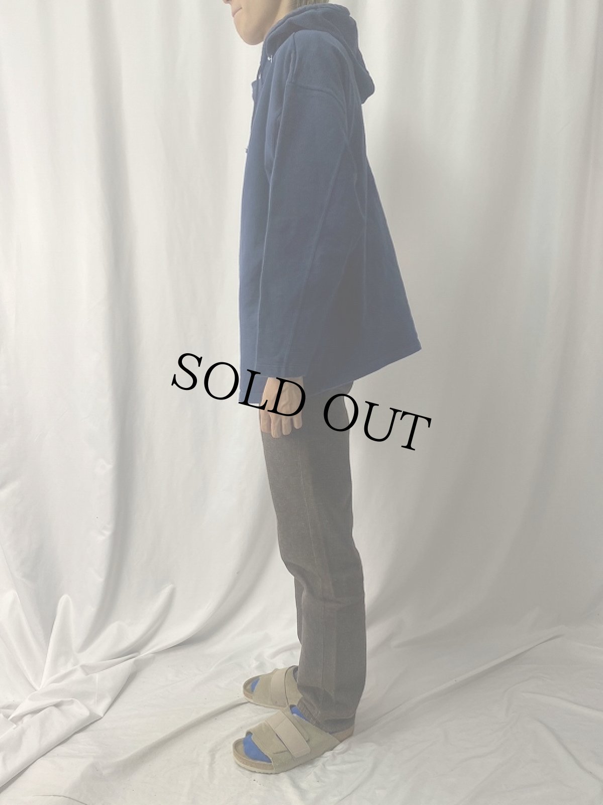 画像3: 前V×後付けデザイン スウェットフーディー NAVY XXL (3)