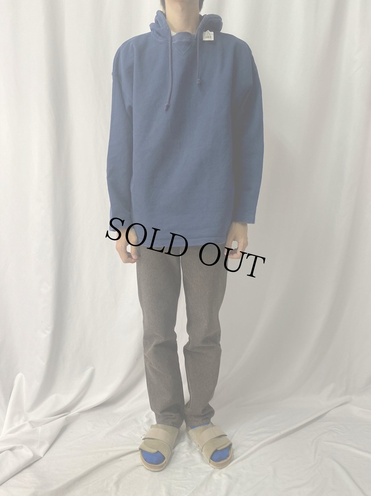 画像2: 前V×後付けデザイン スウェットフーディー NAVY XXL (2)