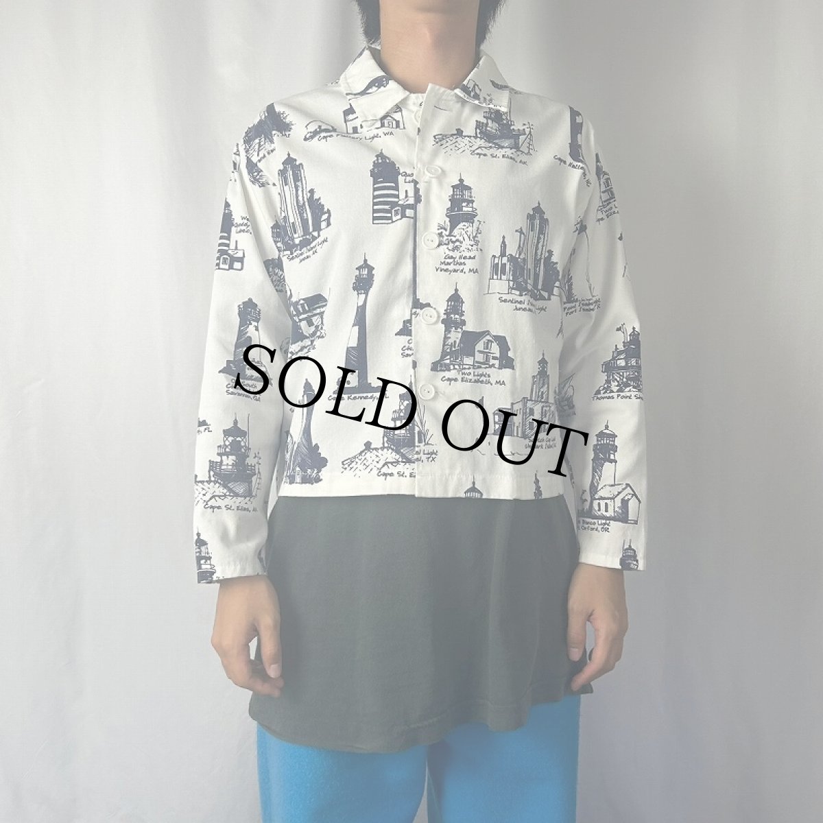 画像2: 〜90's MICHIGAN RAG CO. ライトハウス柄 コットンジャケット (2)