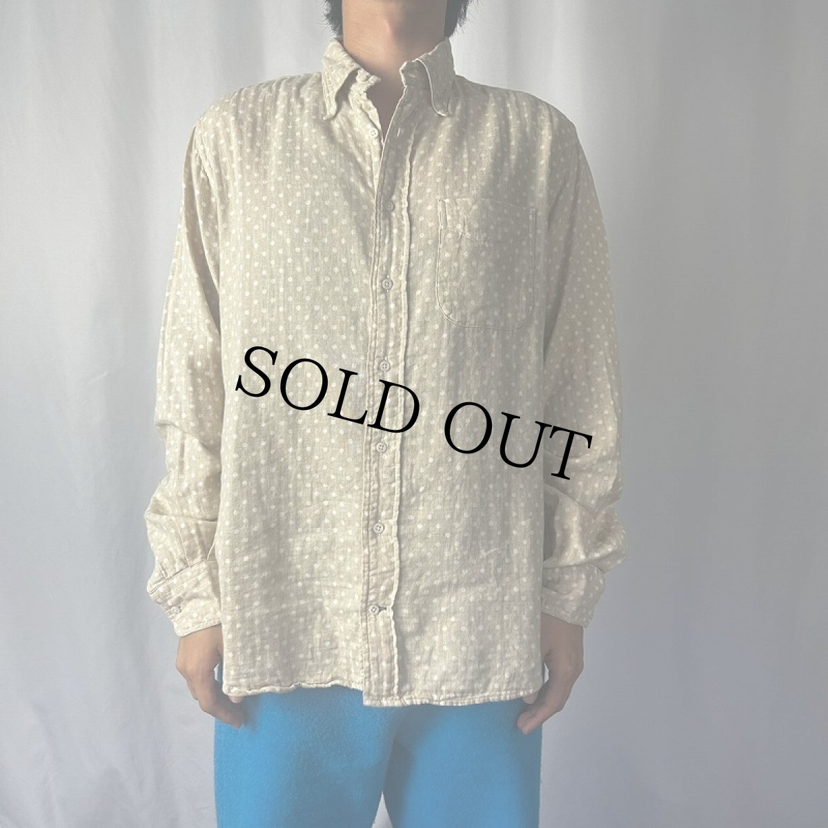 画像2: 90's GITMAN BROS USA製 "Vintage" ドット柄 ボタンダウンシャツ L (2)