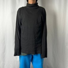画像2: 90's POLO Ralph Lauren USA製 無地 タートルネック コットンリブニットセーター BLACK XL (2)