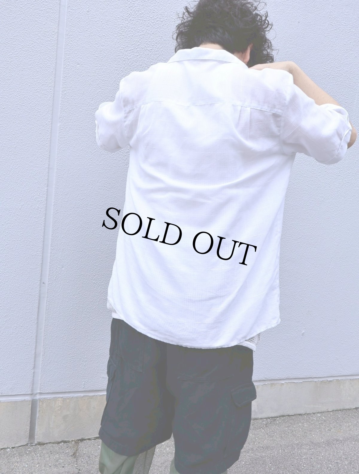 画像3: JEAN FABRICE FRANCE製 格子柄織り リネンオープンカラーシャツ SIZE5 (3)