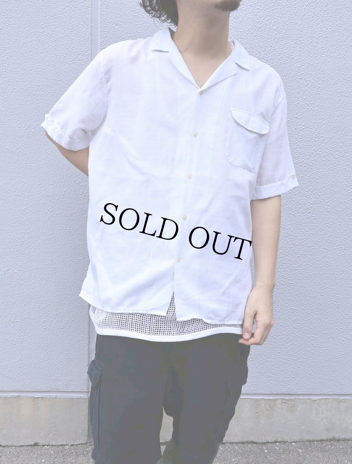 画像2: JEAN FABRICE FRANCE製 格子柄織り リネンオープンカラーシャツ SIZE5 (2)