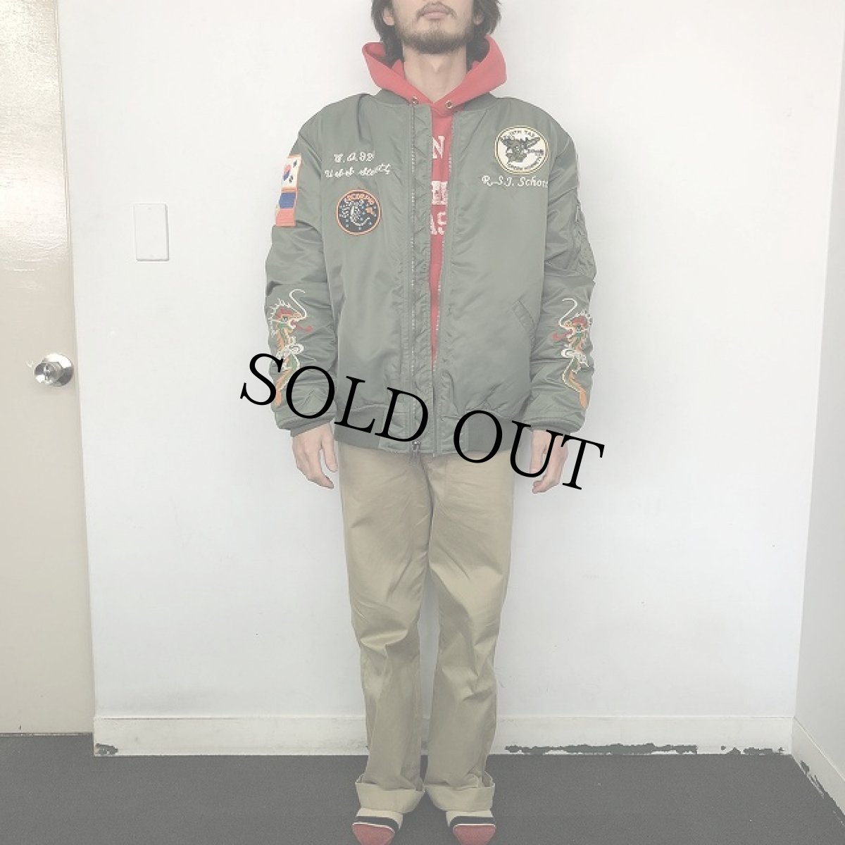 画像2: Schott "MA-1 TYPE" スーベニアジャケット XL (2)