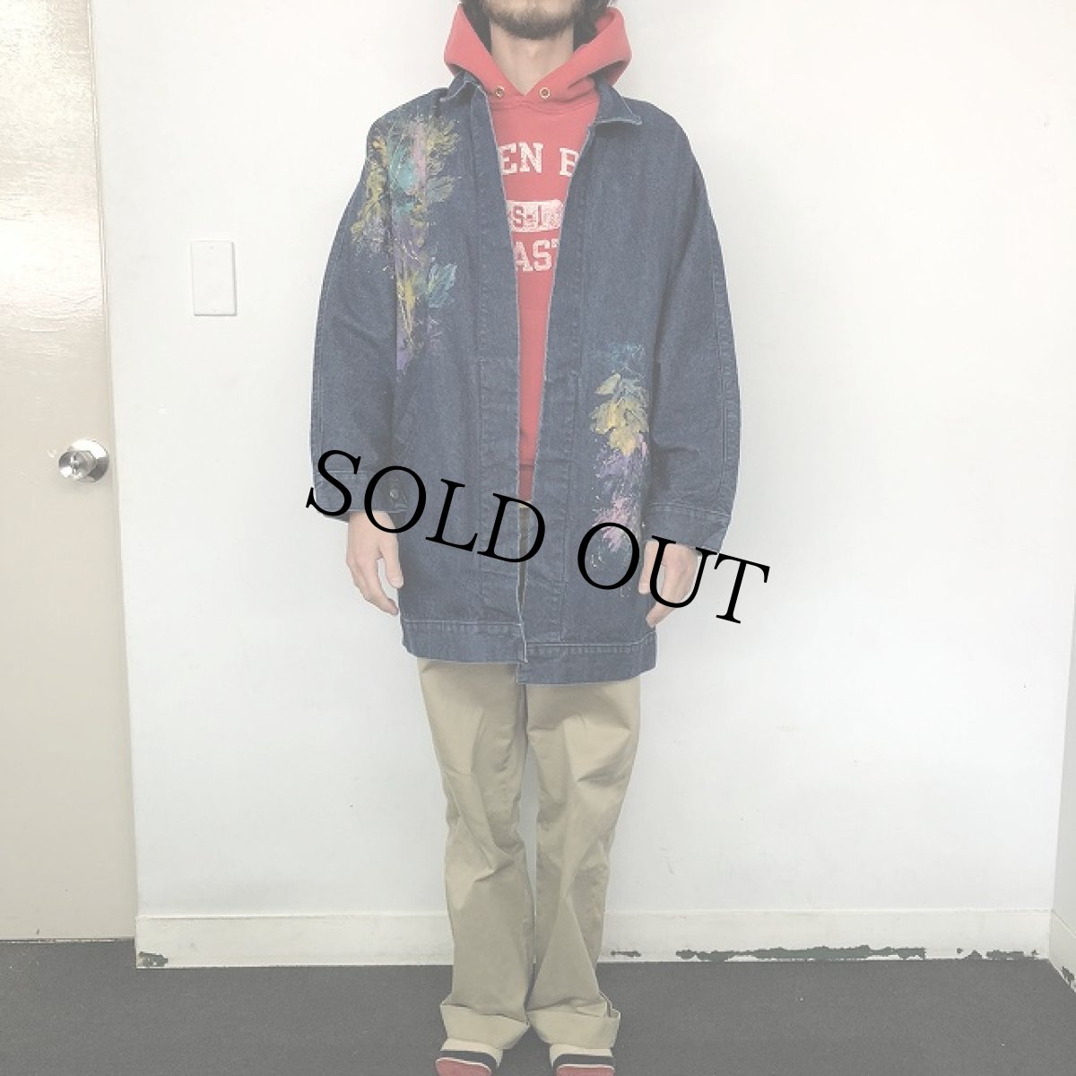 画像3: SUNDANCE USA製 リーフペイント デニムガウン L (3)