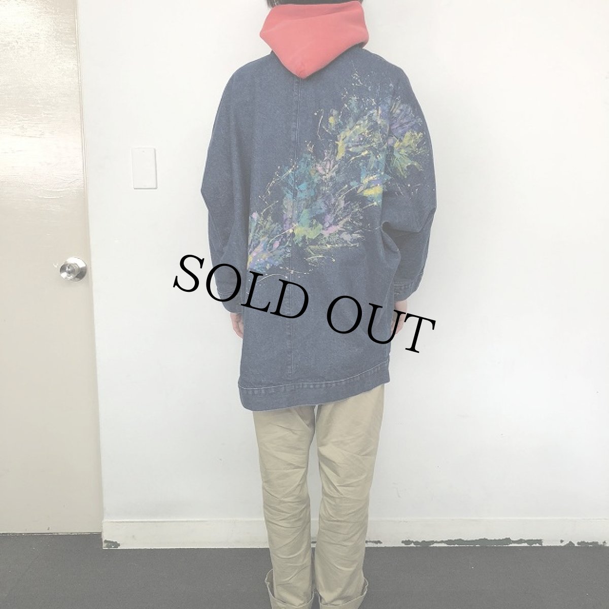 画像5: SUNDANCE USA製 リーフペイント デニムガウン L (5)