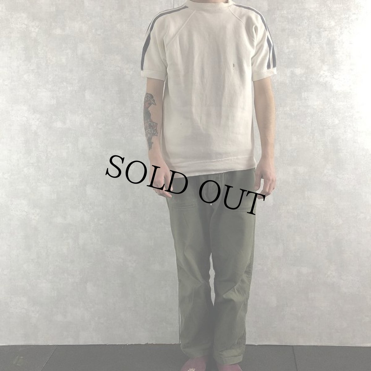 画像2: 60's ラインデザイン ラグランスリーブ 半袖スウェット (2)