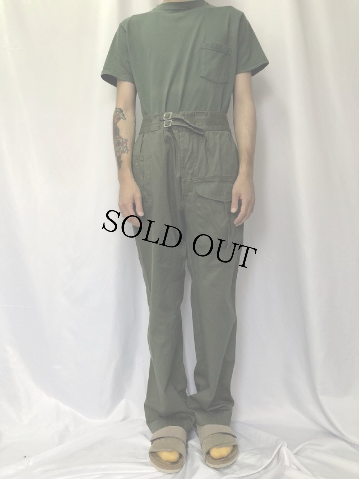 画像2: 70's オランダ軍 ベルテッドフィールドパンツ M (2)