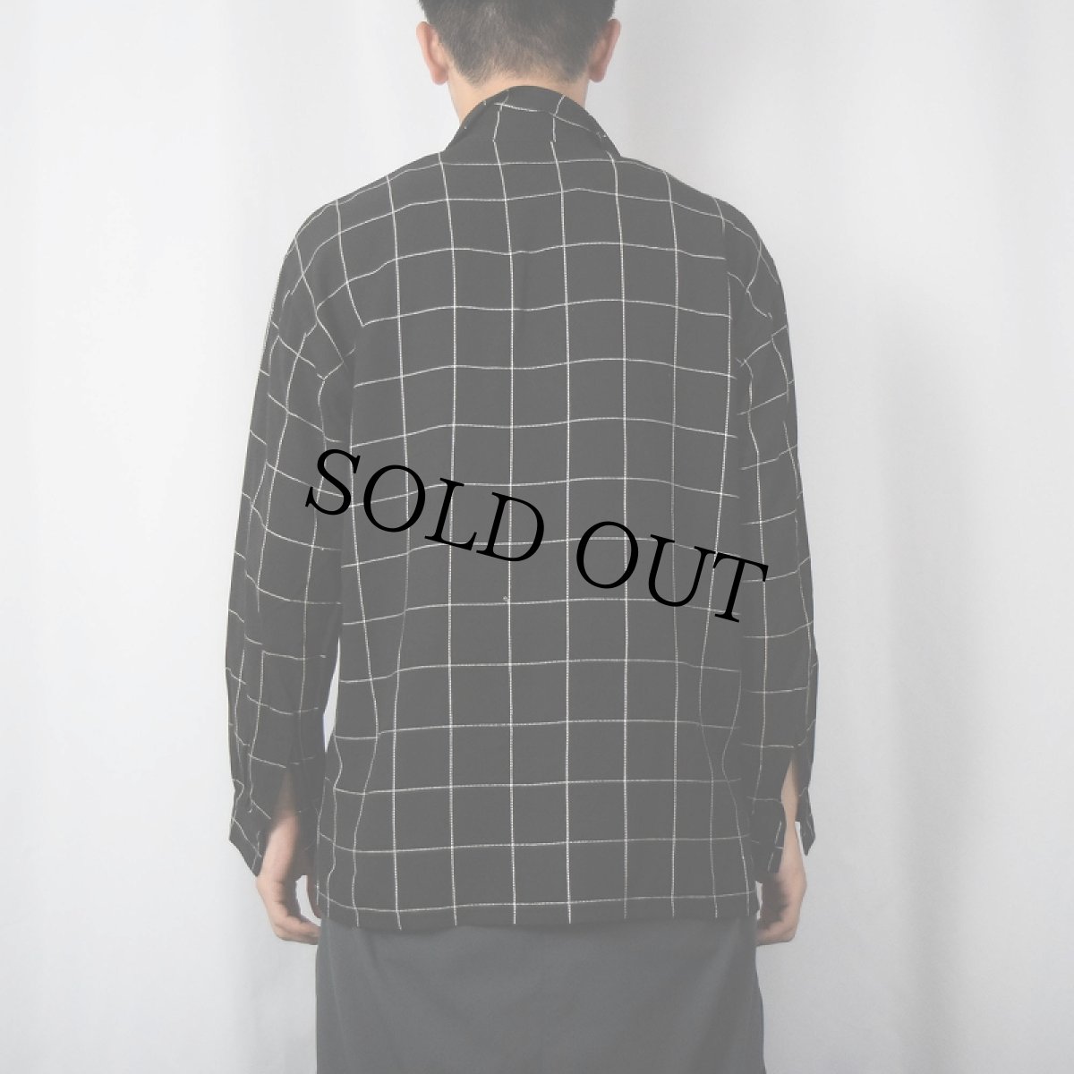 画像3: EQUIPMENT CO., LTD. FRANCE製 チェック柄刺繍 レーヨンオープンカラーシャツ BLACK S (3)