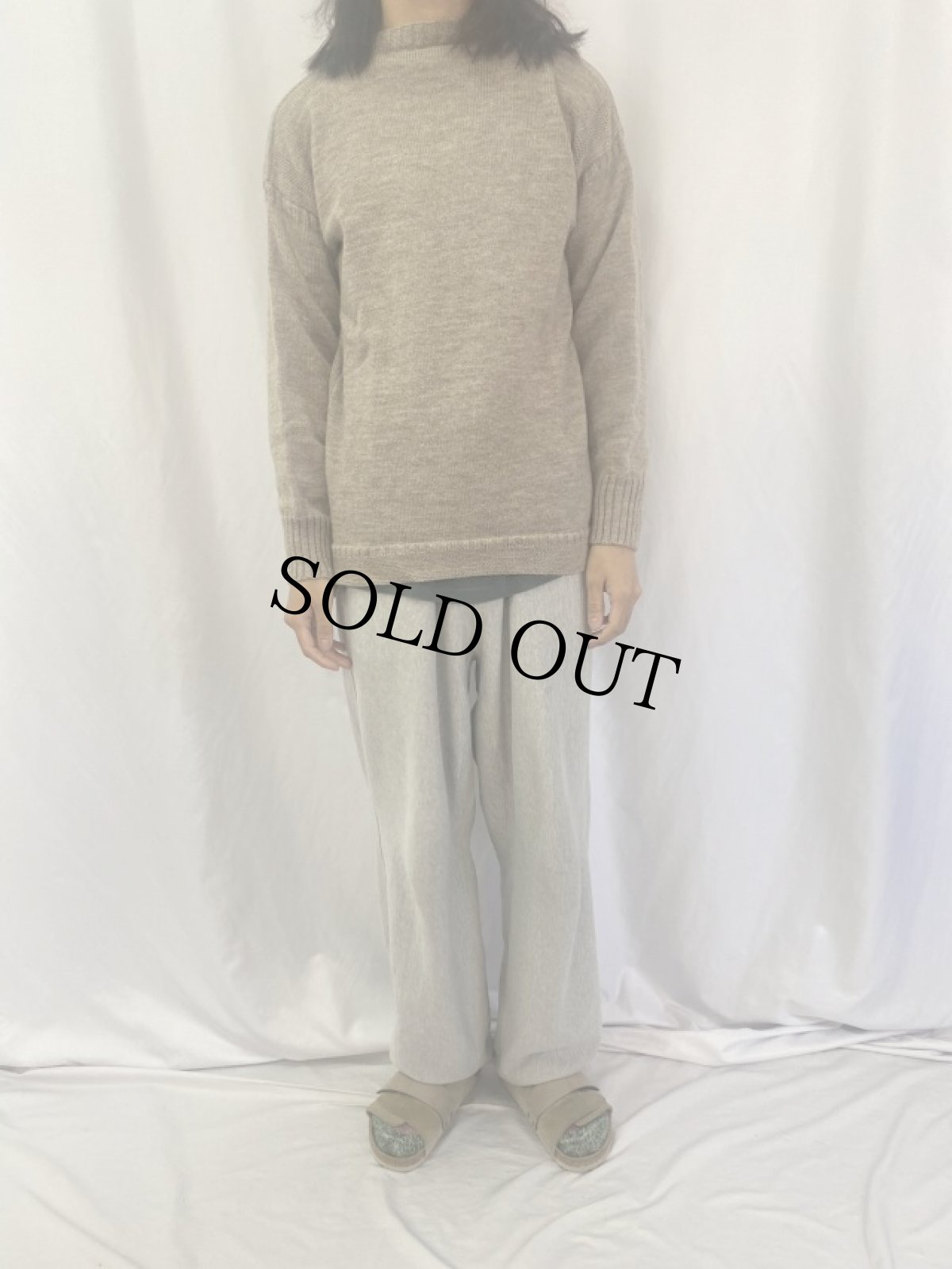 画像2: VINTAGE ガンジーセーター BEIGE (2)