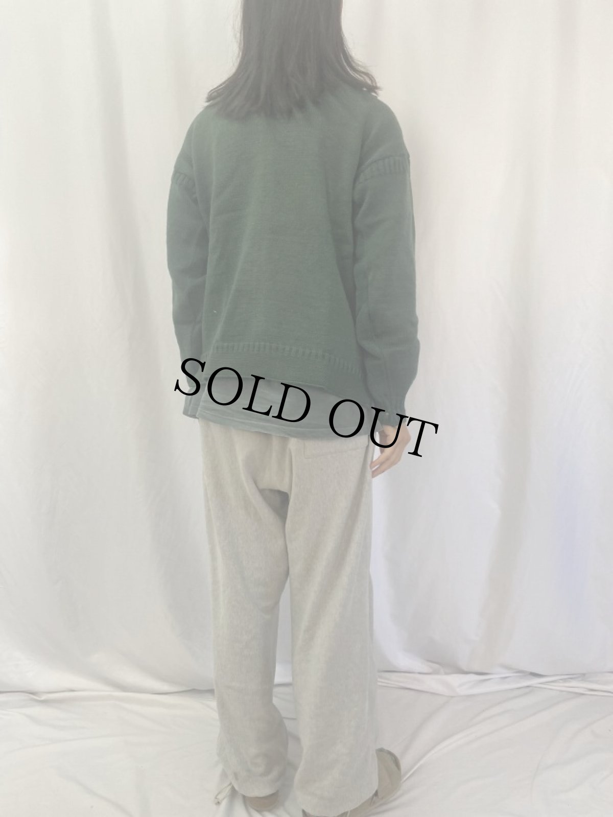 画像4: VINTAGE ガンジーセーター GREEN (4)