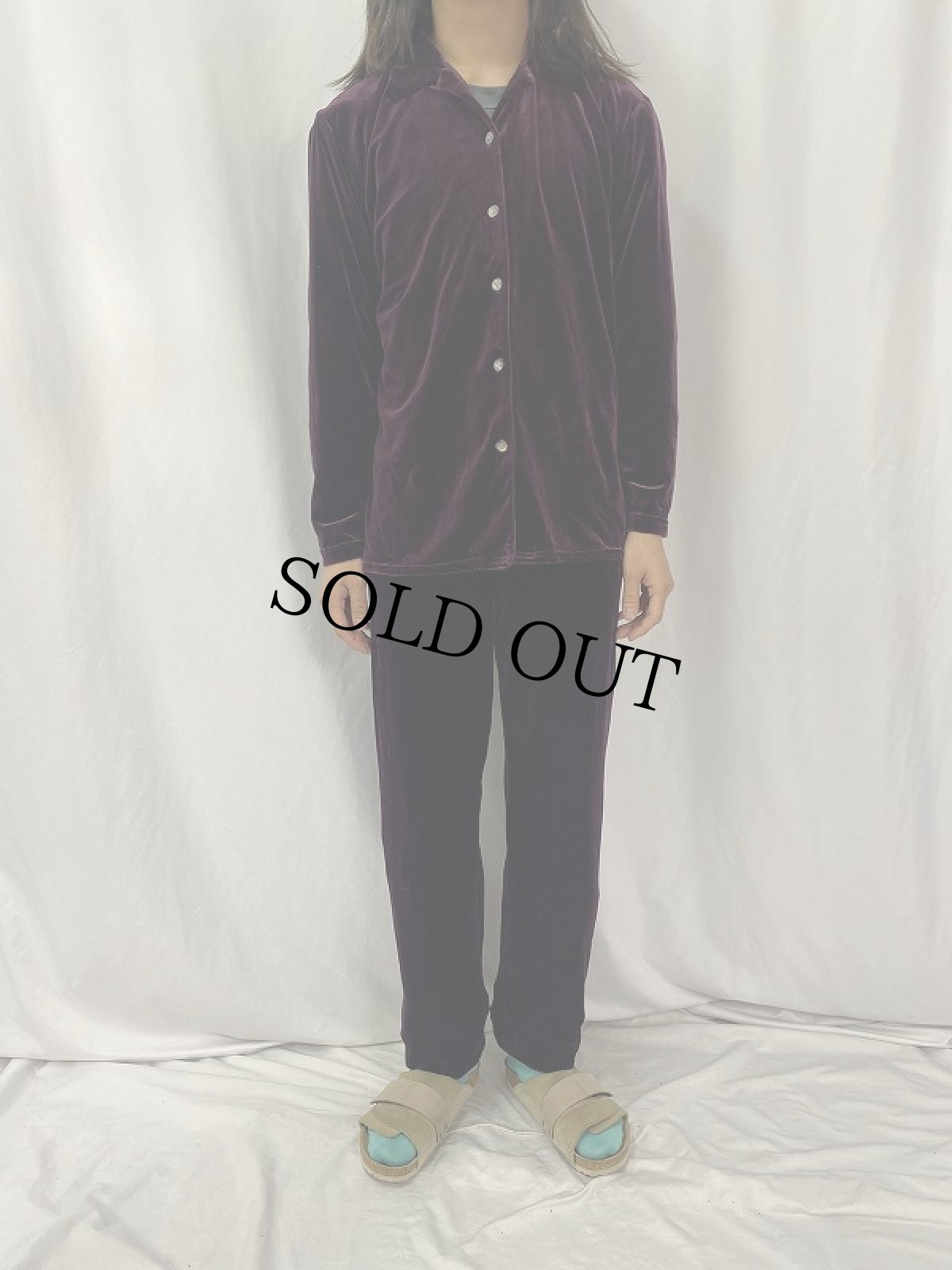 画像2: 80's ベロアシャツ&パンツ SETUP PURPLE (2)