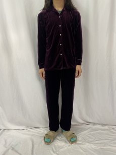 画像2: 80's ベロアシャツ&パンツ SETUP PURPLE (2)