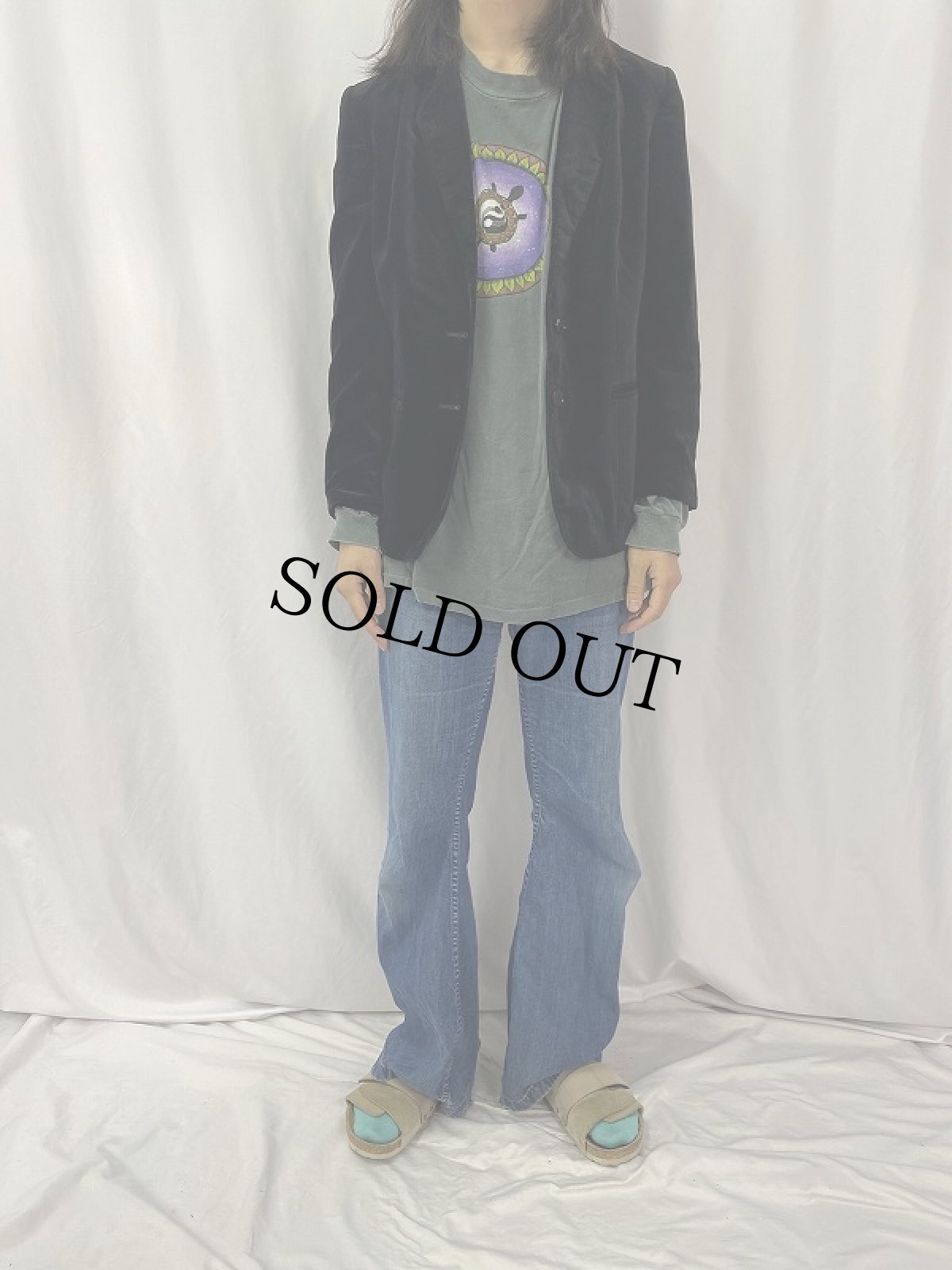 画像2: 〜80's dolzer WEST GERMANY製 ベルベットテーラードジャケット BLACK (2)