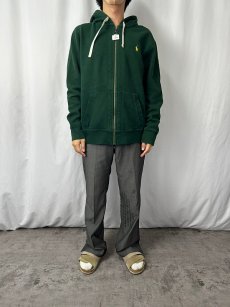 画像2: POLO Ralph Lauren ロゴ刺繍スウェットジップパーカー GREEN L (2)