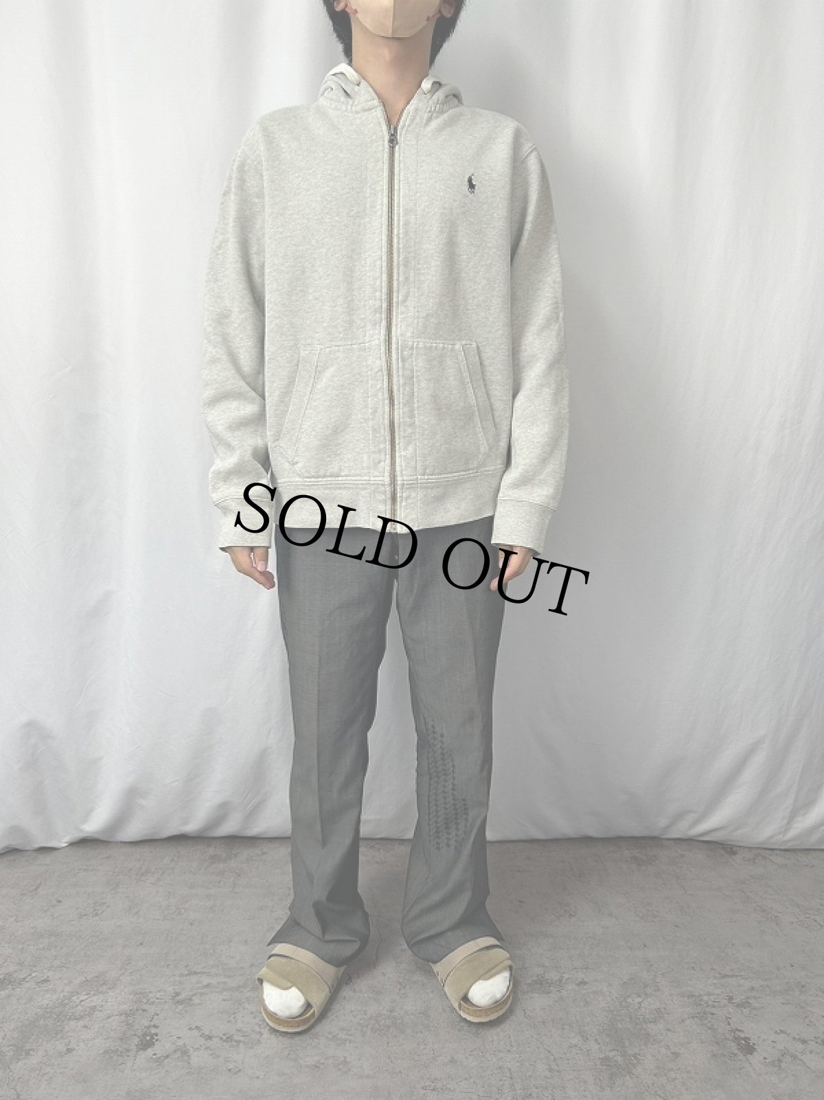 画像2: POLO Ralph Lauren ロゴ刺繍スウェットジップパーカー L (2)