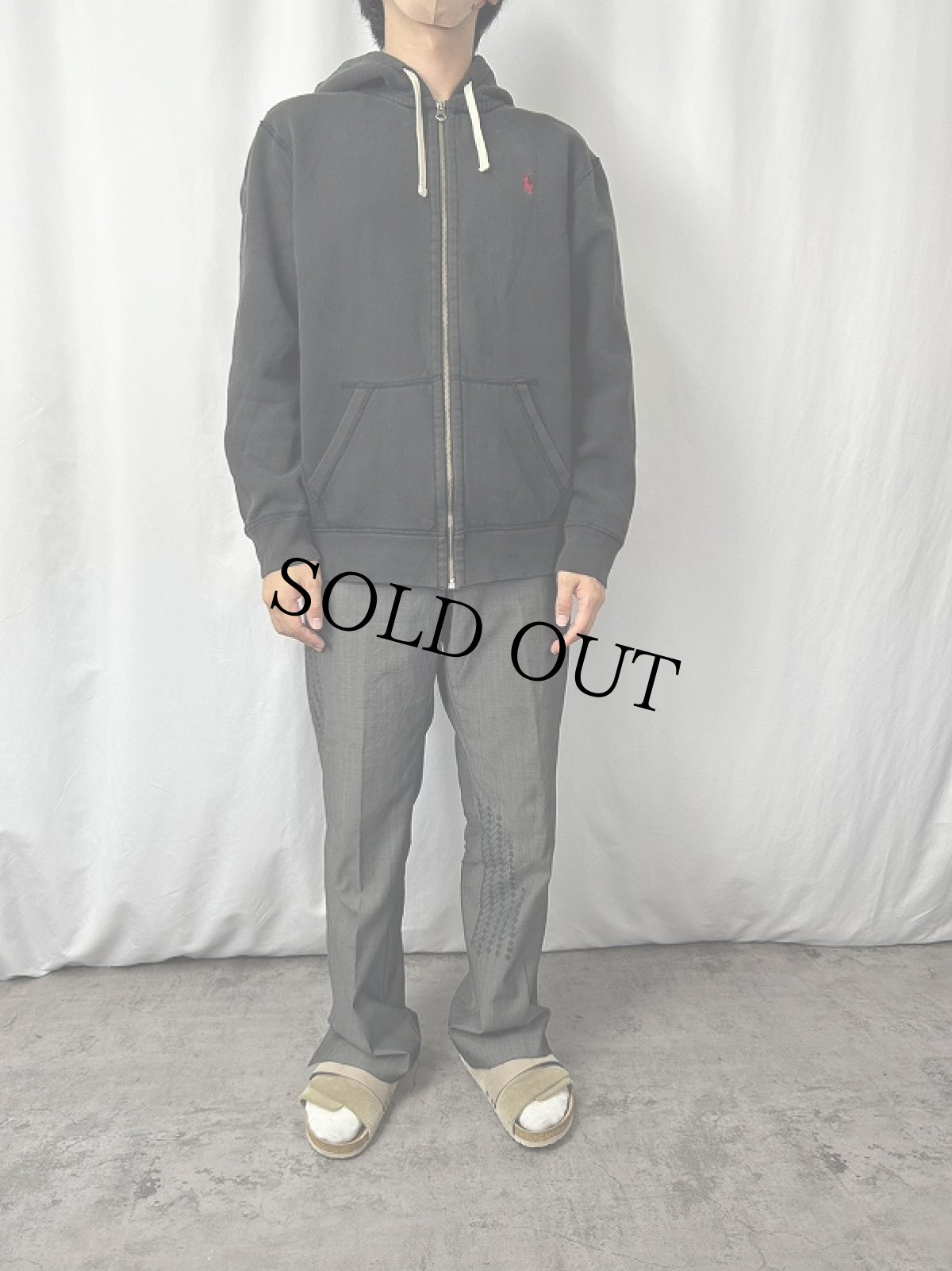 画像2: POLO Ralph Lauren ロゴ刺繍スウェットジップパーカー BLACK L (2)